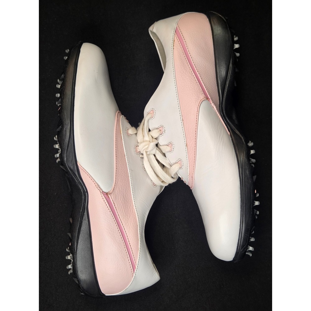 FootJoy eComfort Womens Golf Shoes White Pink Leather Spiked 98718 Size 9.5 M